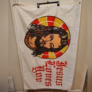 Lot Of 2 Colorful Jesus Loves You Graphic 3'x 5' Religious Flag Christian Parade